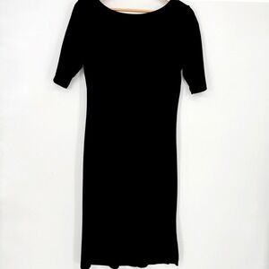 Gap Womens Black Boat Neck Short Sleeve Sheath Dress Small LBD Stretch Capsule